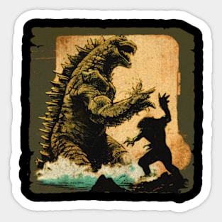 Kaiju vs Monster in the ocean Sticker